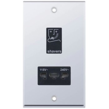 Selectric 7M-Pro Polished Chrome 115/230V Dual Voltage Shaver Socket with Black Insert