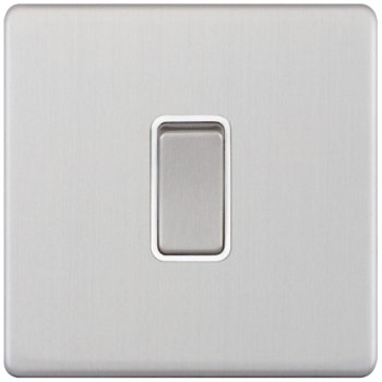 Selectric 5M-Plus Satin Chrome 1 Gang 20A DP Switch with White Insert