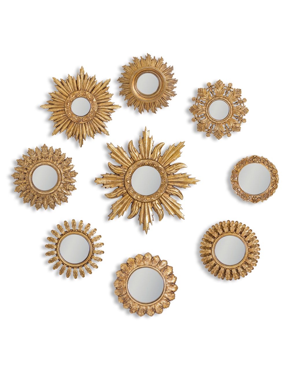Set of 9 Assorted Ornate Gold Framed Mirrors (MK93-MK101) - MK117