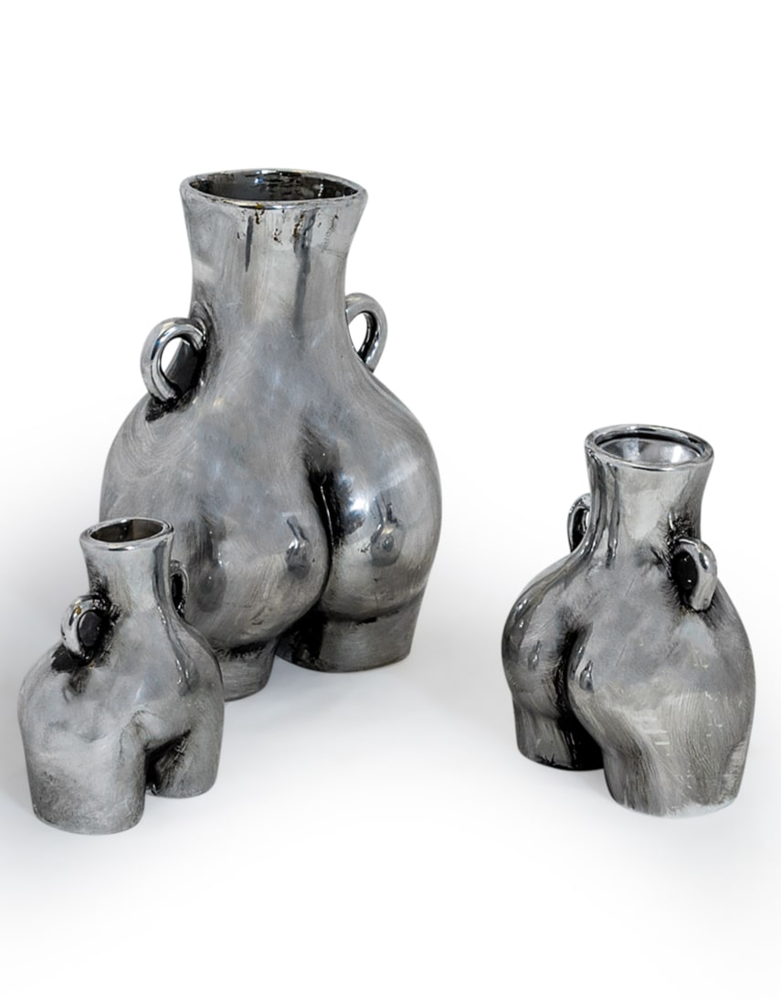 Antique Silver Small "Love Handles" Booty Vase (to be bought in qtys of 2) - BBR16