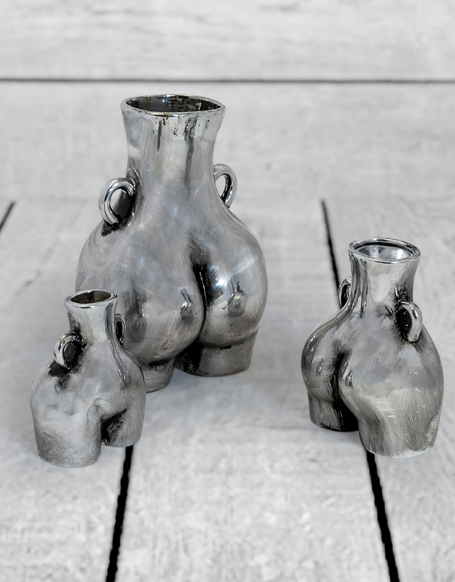 Antique Silver Small "Love Handles" Booty Vase (to be bought in qtys of 2) - BBR16