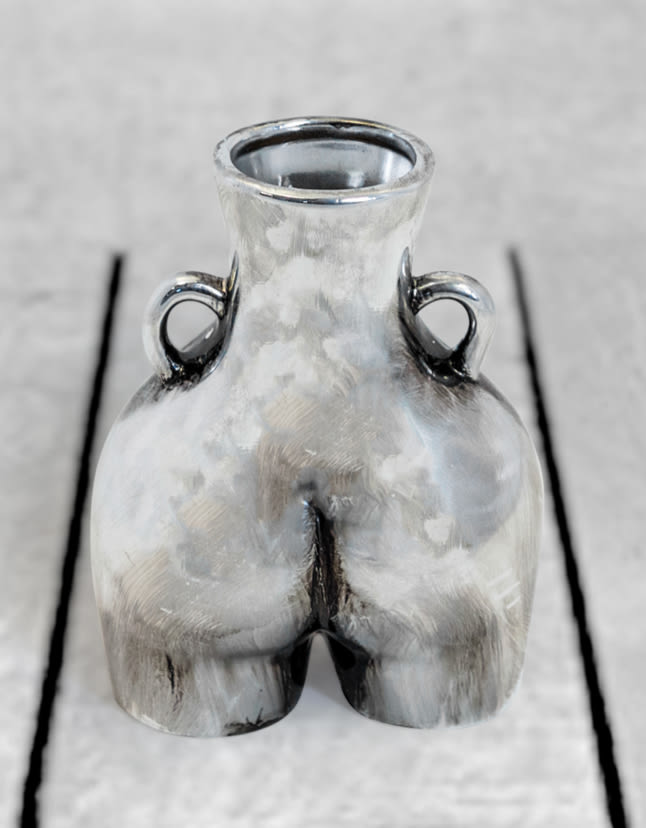 Antique Silver Medium "Love Handles" Booty Vase - BBR17