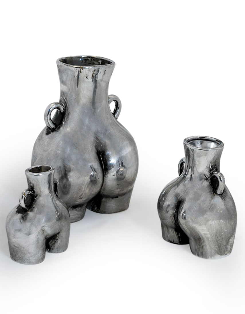 Antique Silver Medium "Love Handles" Booty Vase - BBR17