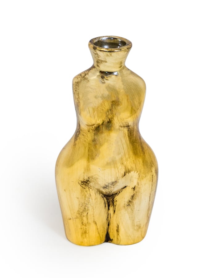 Antique Gold Small Female Body Ceramic Stem Vase - BBR22