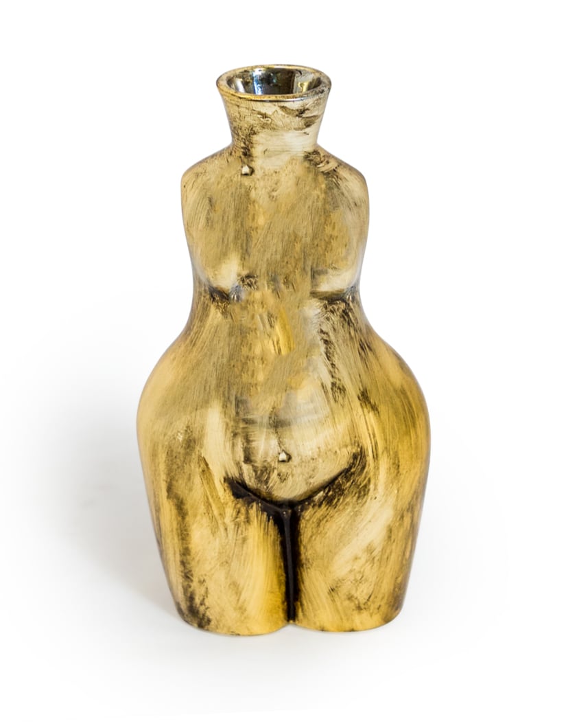 Antique Gold Medium Female Body Ceramic Stem Vase - BBR23