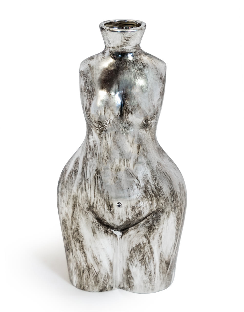 Antique Silver Large Female Body Ceramic Stem Vase - BBR27