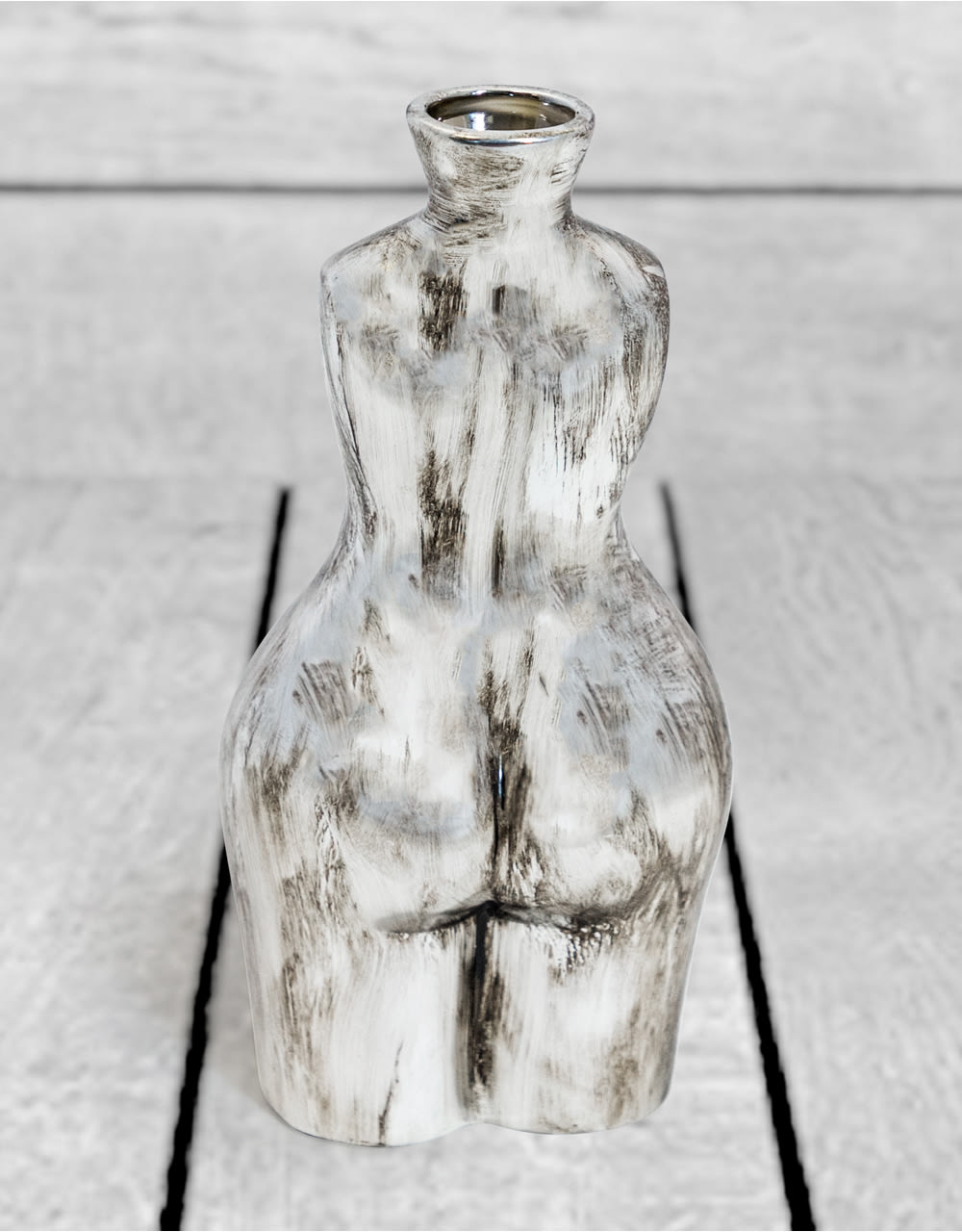 Antique Silver Large Female Body Ceramic Stem Vase - BBR27