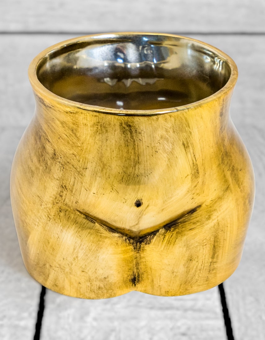 Antique Gold Large Booty Flower Pot/Storage Jar - BBR33