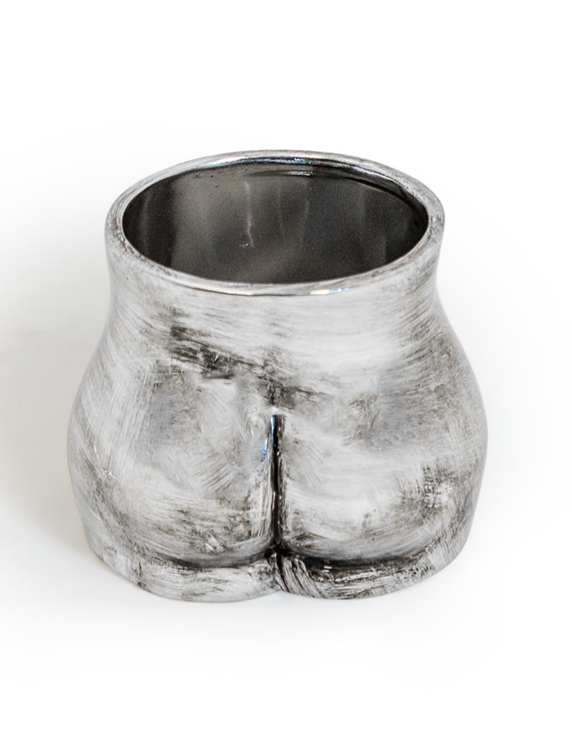 Antique Silver Small Booty Flower Pot/Storage Jar - BBR34