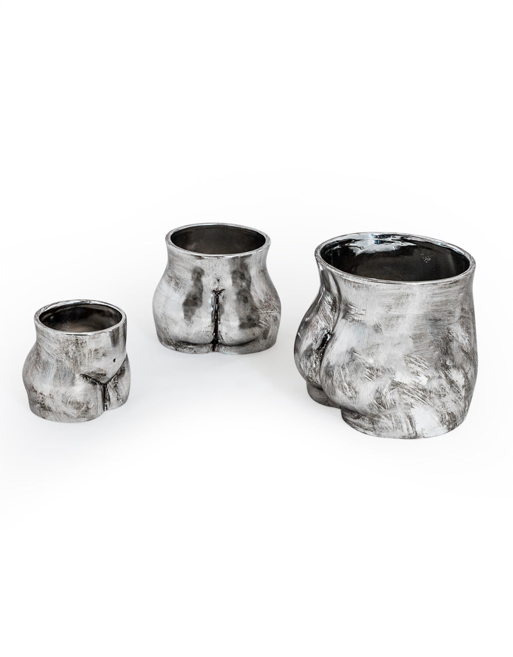 Antique Silver Small Booty Flower Pot/Storage Jar - BBR34