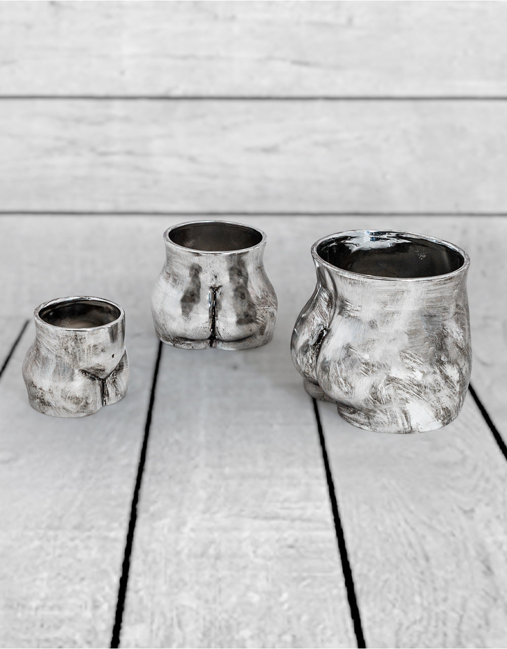 Antique Silver Small Booty Flower Pot/Storage Jar - BBR34