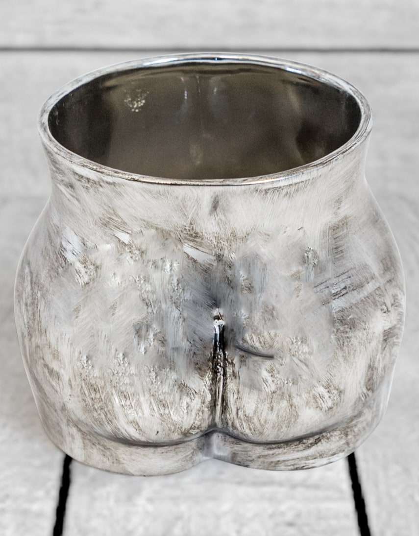Antique Silver Large Booty Flower Pot/Storage Jar - BBR36