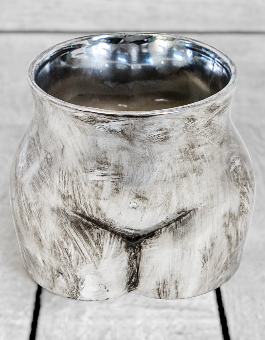 Antique Silver Large Booty Flower Pot/Storage Jar - BBR36