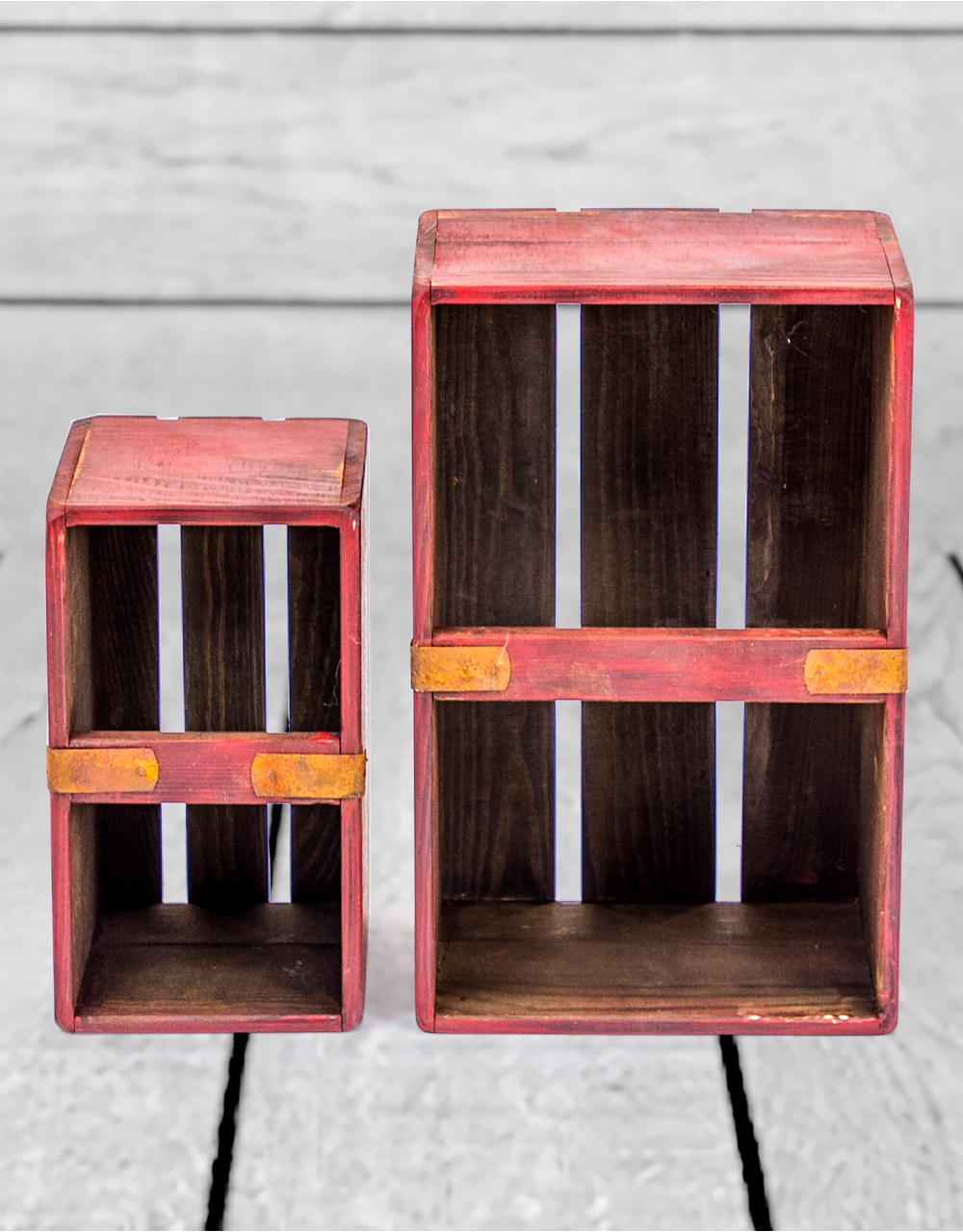 Set of 4 Antiqued Wooden Cola Storage Boxes - FC36