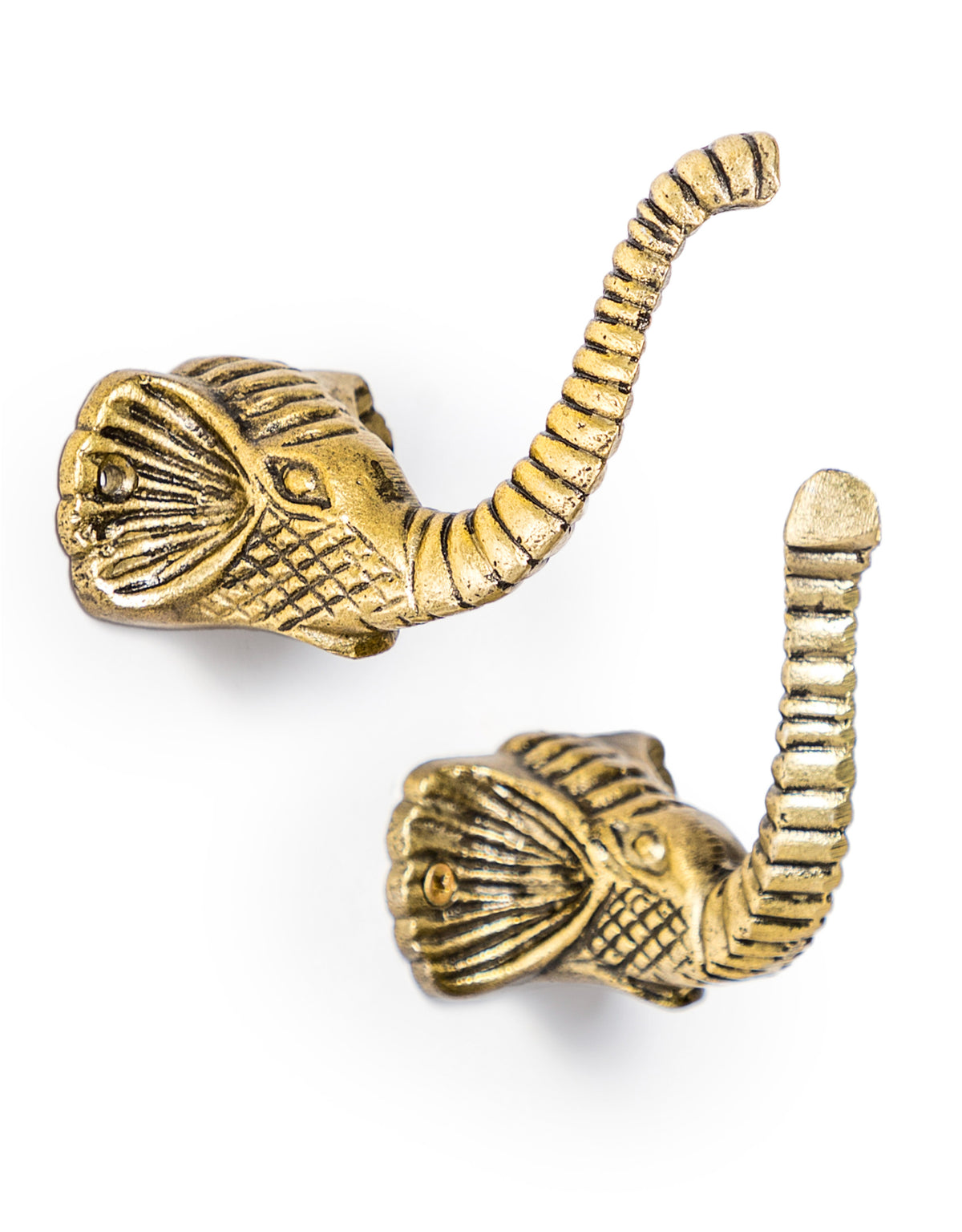 Set of 2 Antique Gold Elephant Curtain Holds/Coat Hooks - AL150