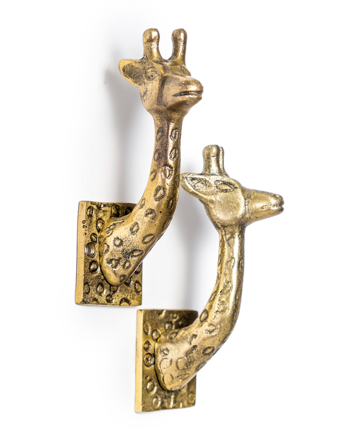 Set of 2 Antique Gold Giraffe Curtain Holds/Coat Hooks - AL152