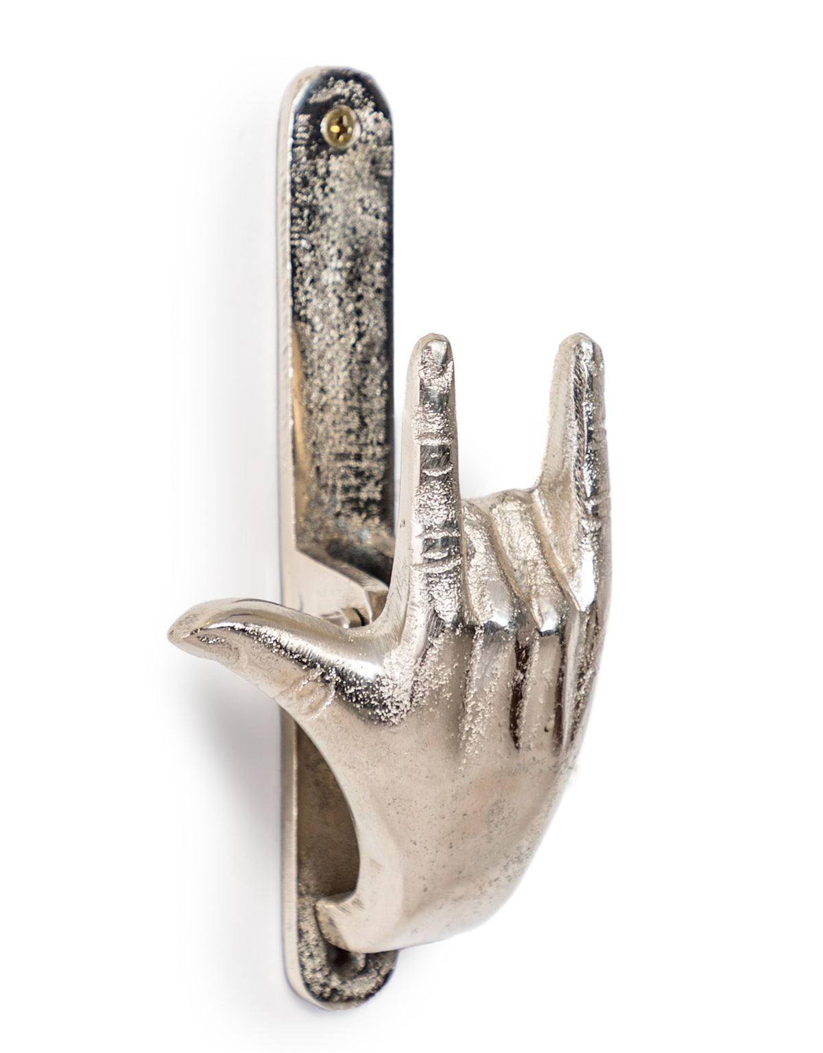 Raw Nickel Rock On Hand Door Knocker (to be bought in qtys of 2) - AL165