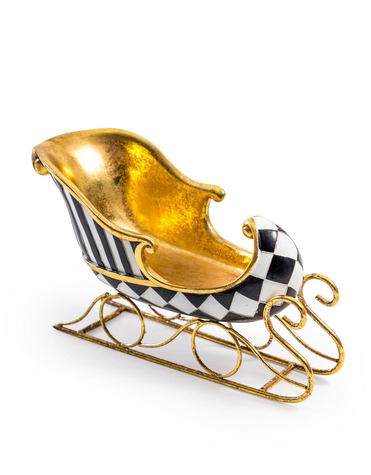 Large Black & Gold Sleigh Bottle Holder / Storage Bowl - SM105