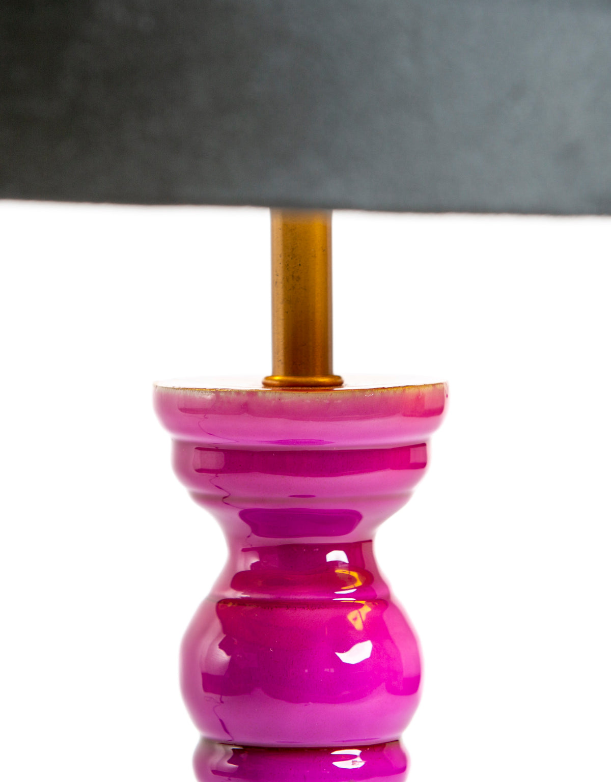 Purple Gloss Wooden Table Lamp with Metallic-Lined Velvet Shade - RJS10