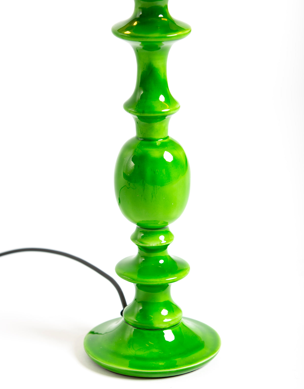 Green Gloss Wooden Table Lamp with Metallic-Lined Velvet Shade - RJS11