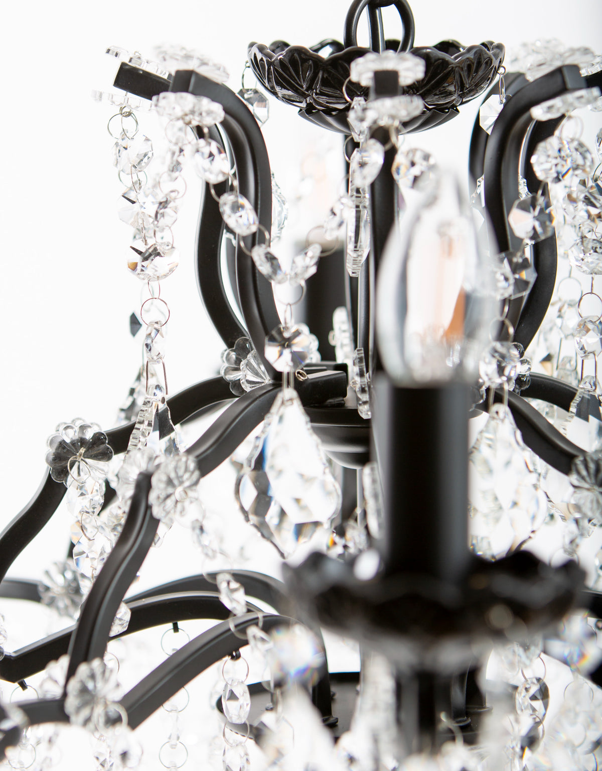 Medium 8 Branch Matt Black Shallow Chandelier - CH189