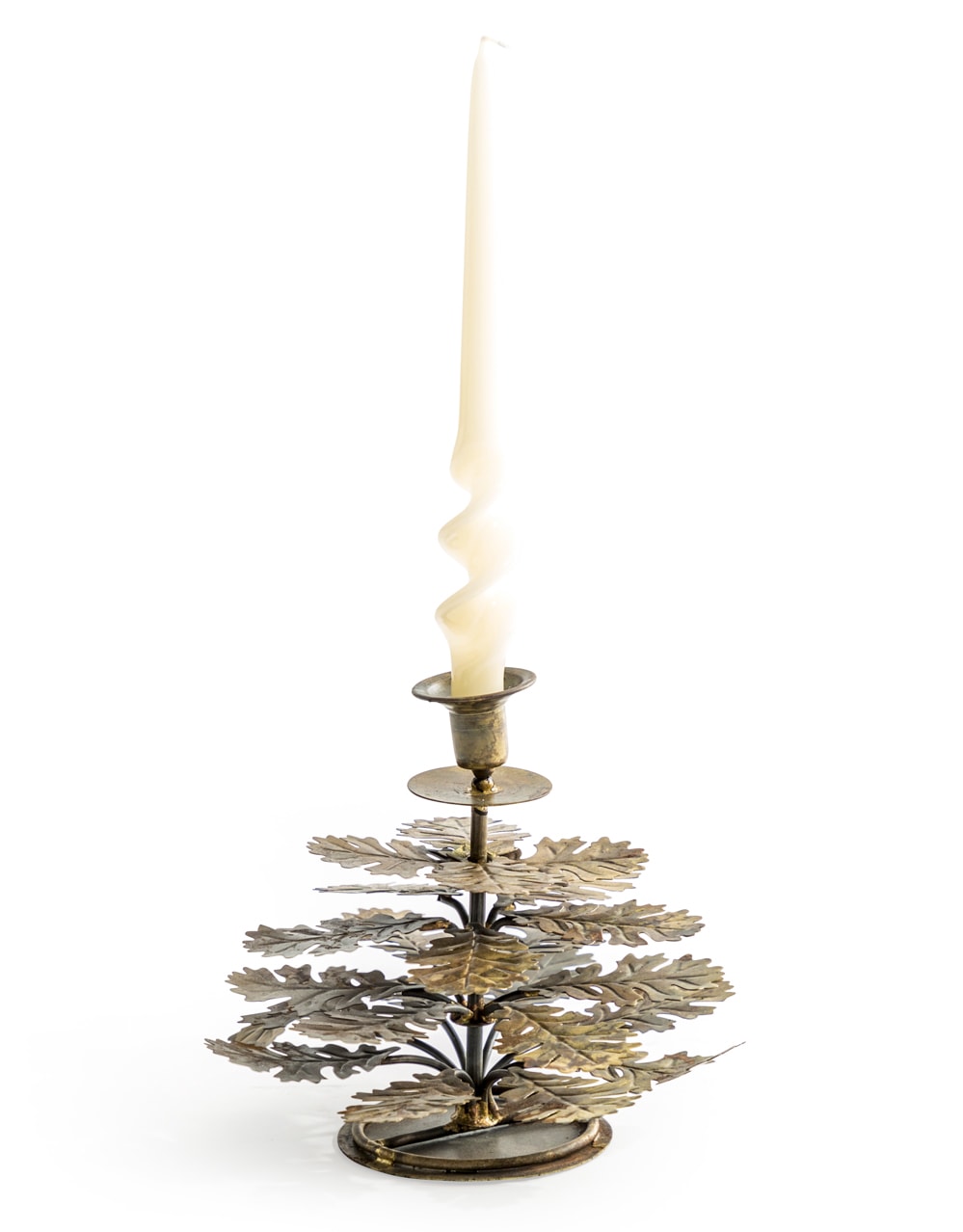 Antique Gold Oak Leaf Candle Holder - RGF18
