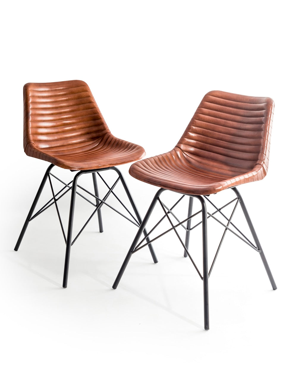 Industrial Vintage Leather & Iron Chair (to be bought in qtys of 2) - BJG10