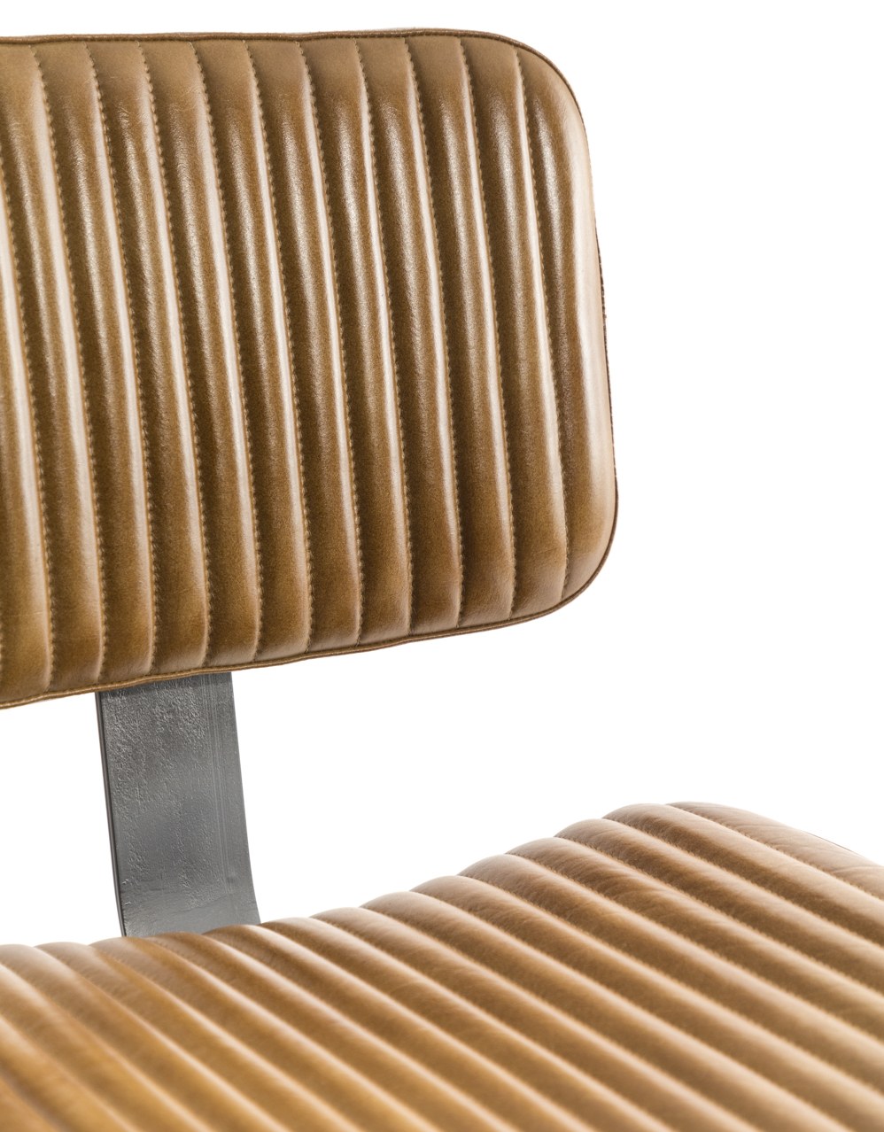 Industrial Vintage Ribbed Leather & Iron Chair (to be bought in qtys of 2) - BJG11