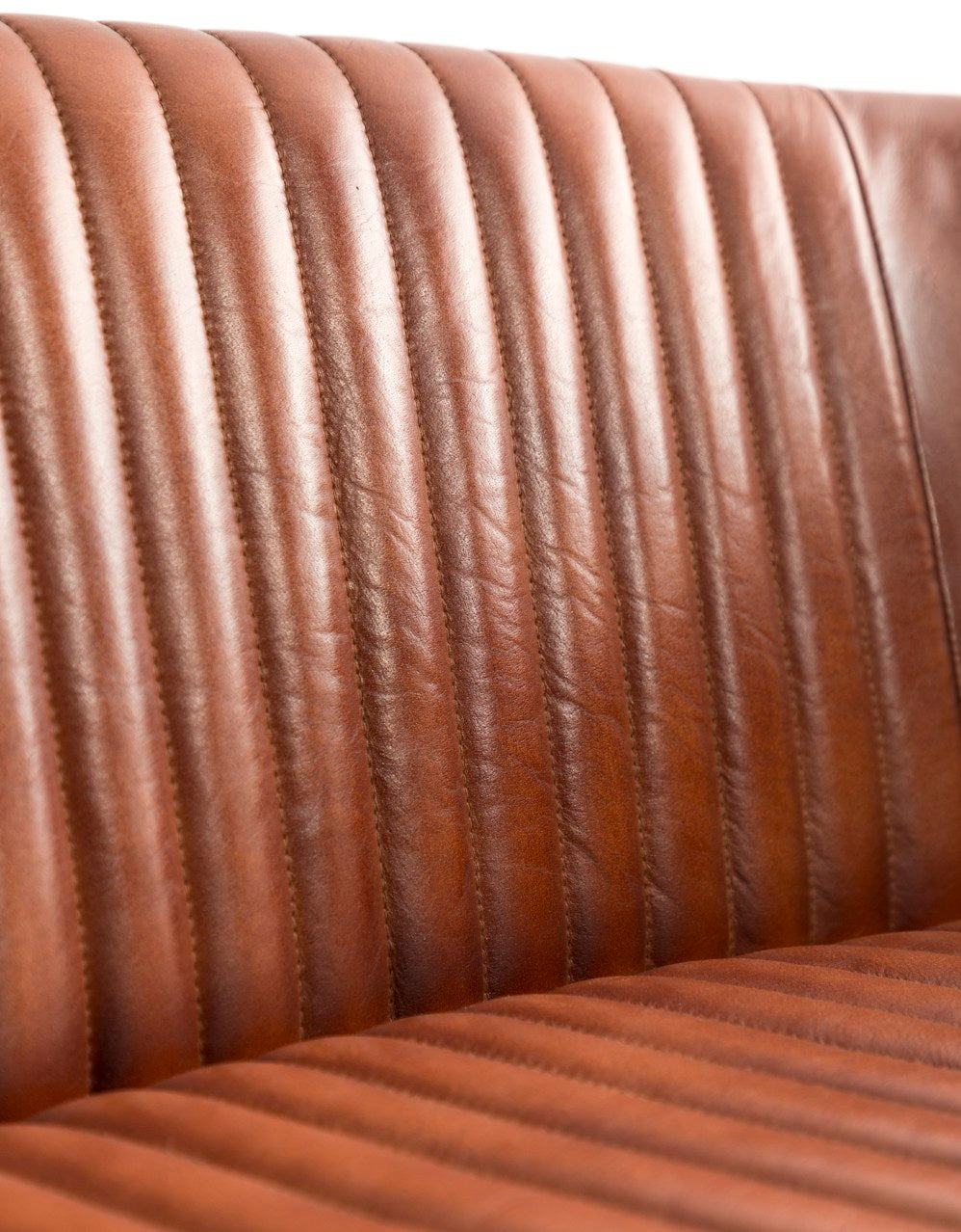 Industrial Vintage Leather & Iron 2-Seater Sofa - BJG12