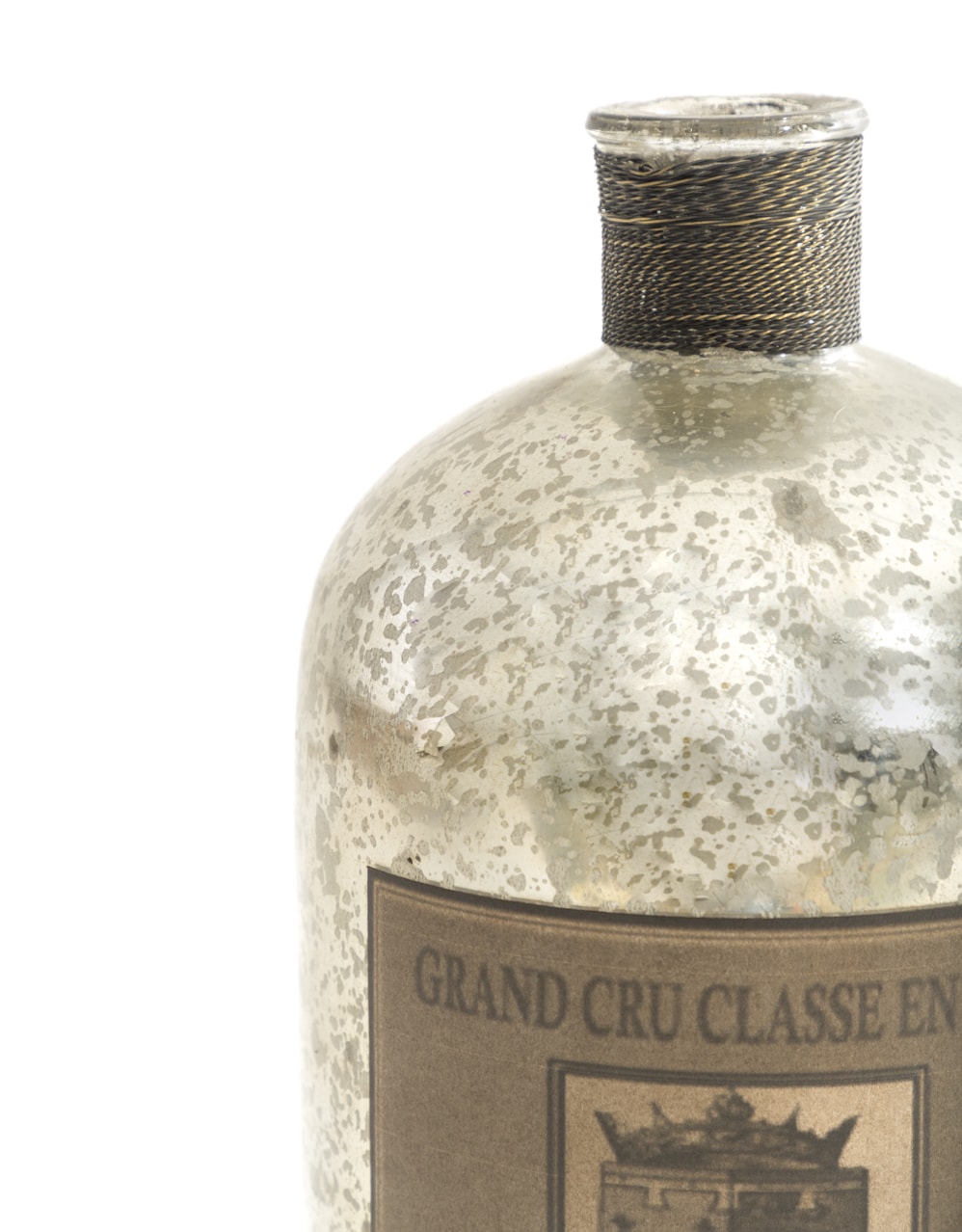 Large Antique Silver Glass Bottle / Vase - IGB11