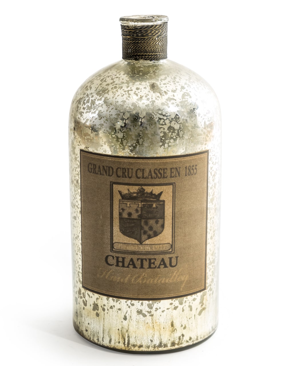 Large Antique Silver Glass Bottle / Vase - IGB11