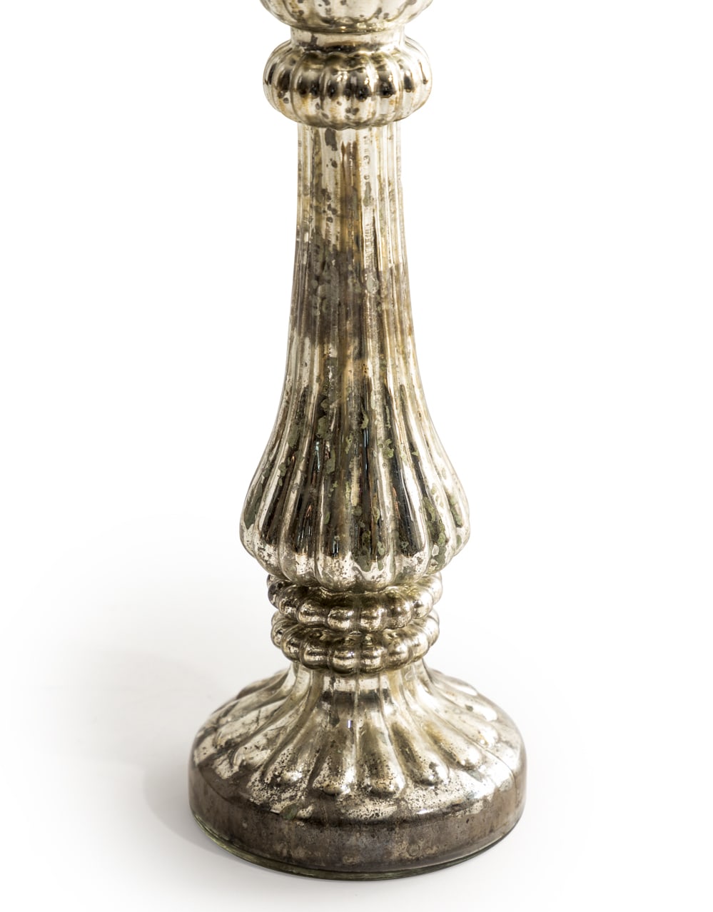 Large Rustic Antique Silver Glass Candle Holder - IGB14