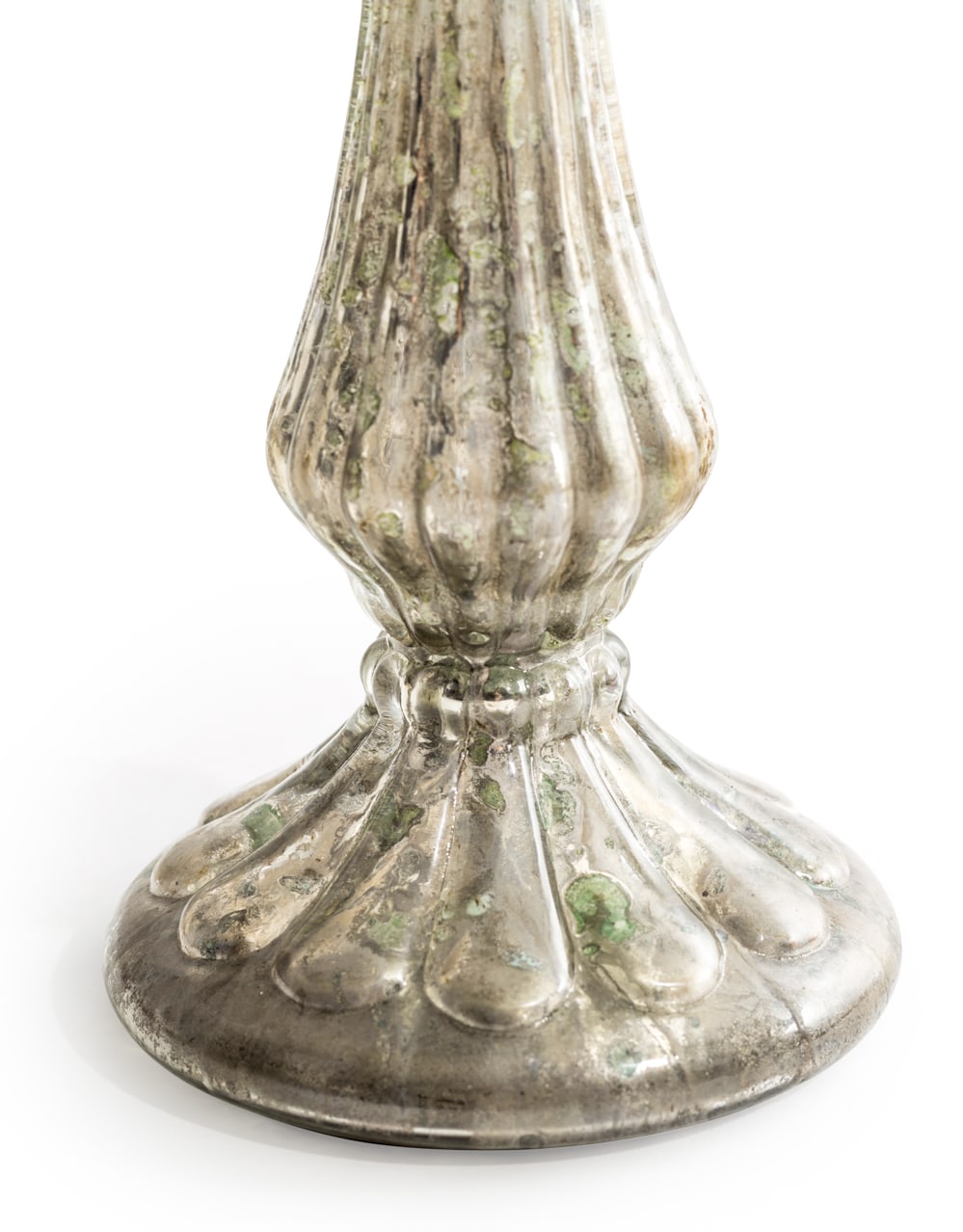 Medium Rustic Antique Silver Glass Candle Holder - IGB15