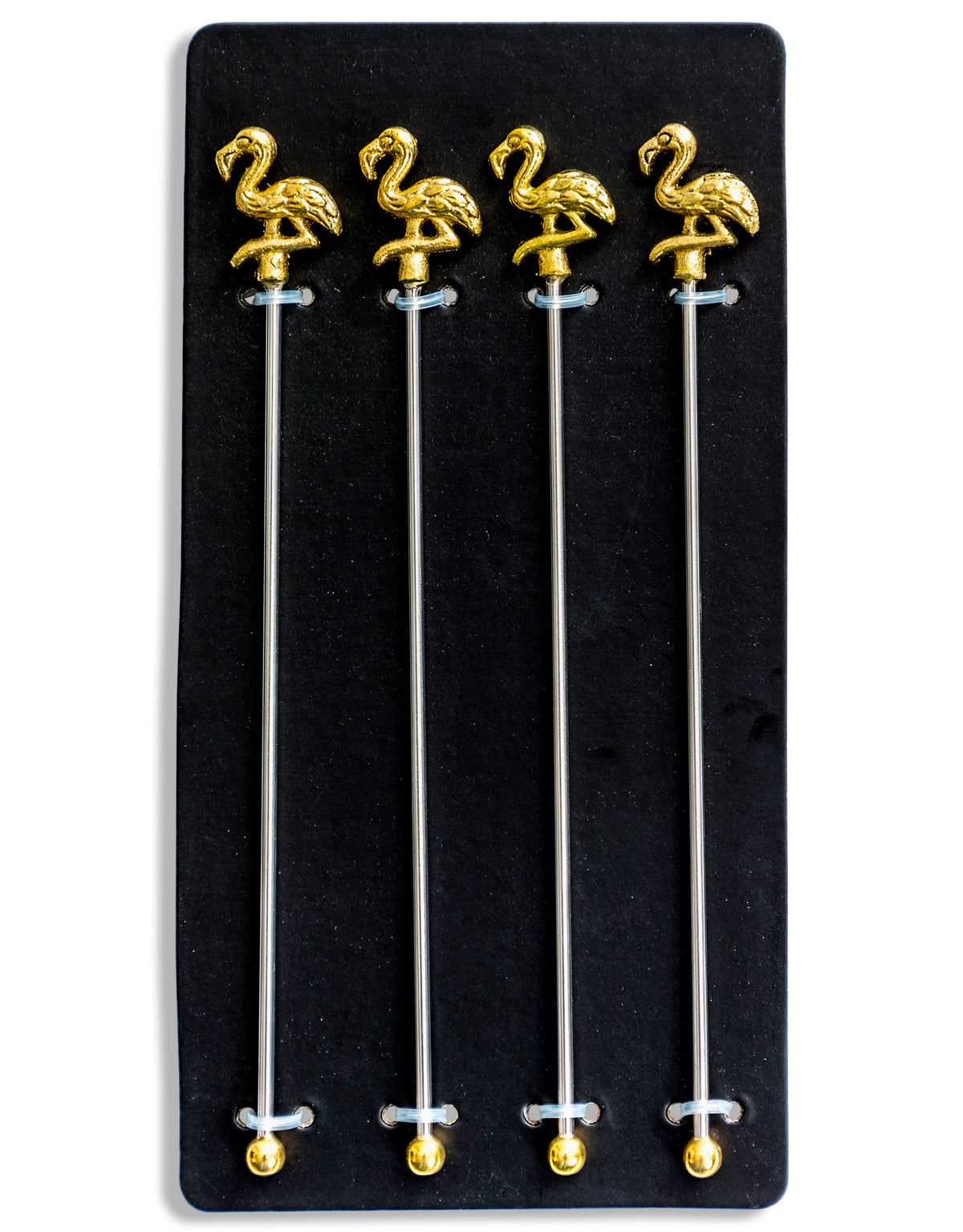 Set of 4 Gold Flamingo Drinks Stirrers - FMH23