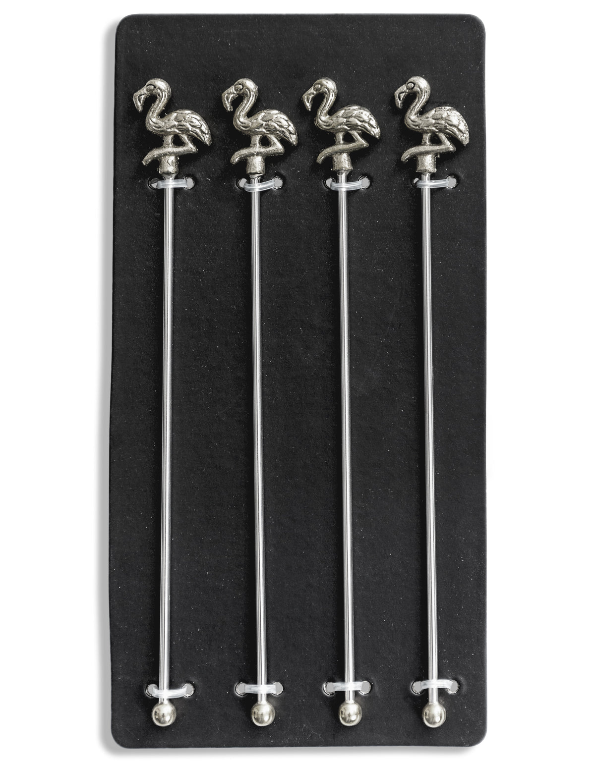 Set of 4 Nickel Flamingo Drinks Stirrers - FMH26