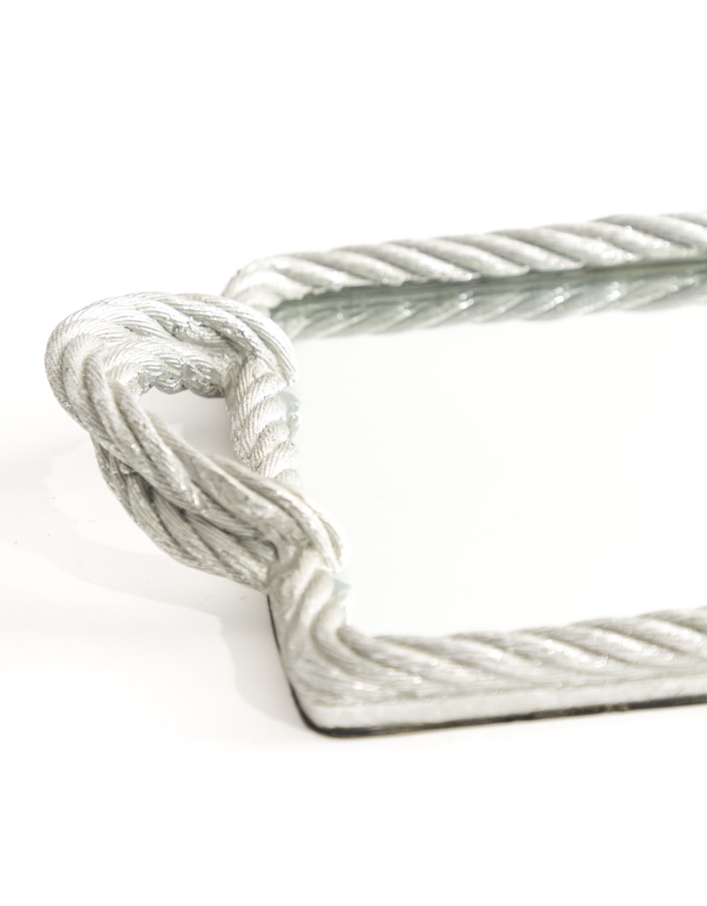 Antique Silver Rope Mirrored Serving Tray - 180596