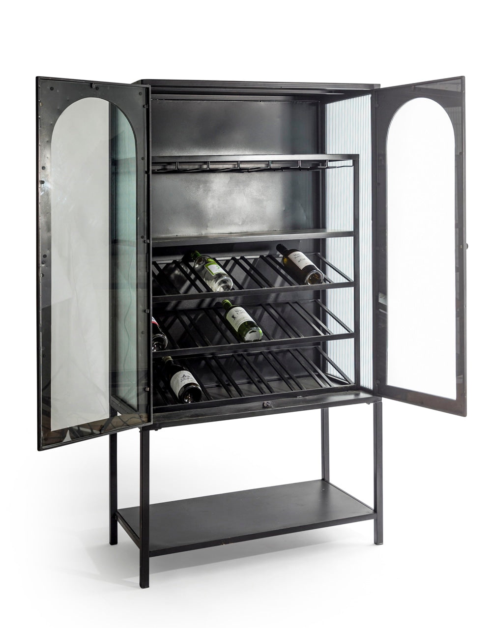 Black and Antique Gold "Orwell" Wine Storage Cabinet - VRN37