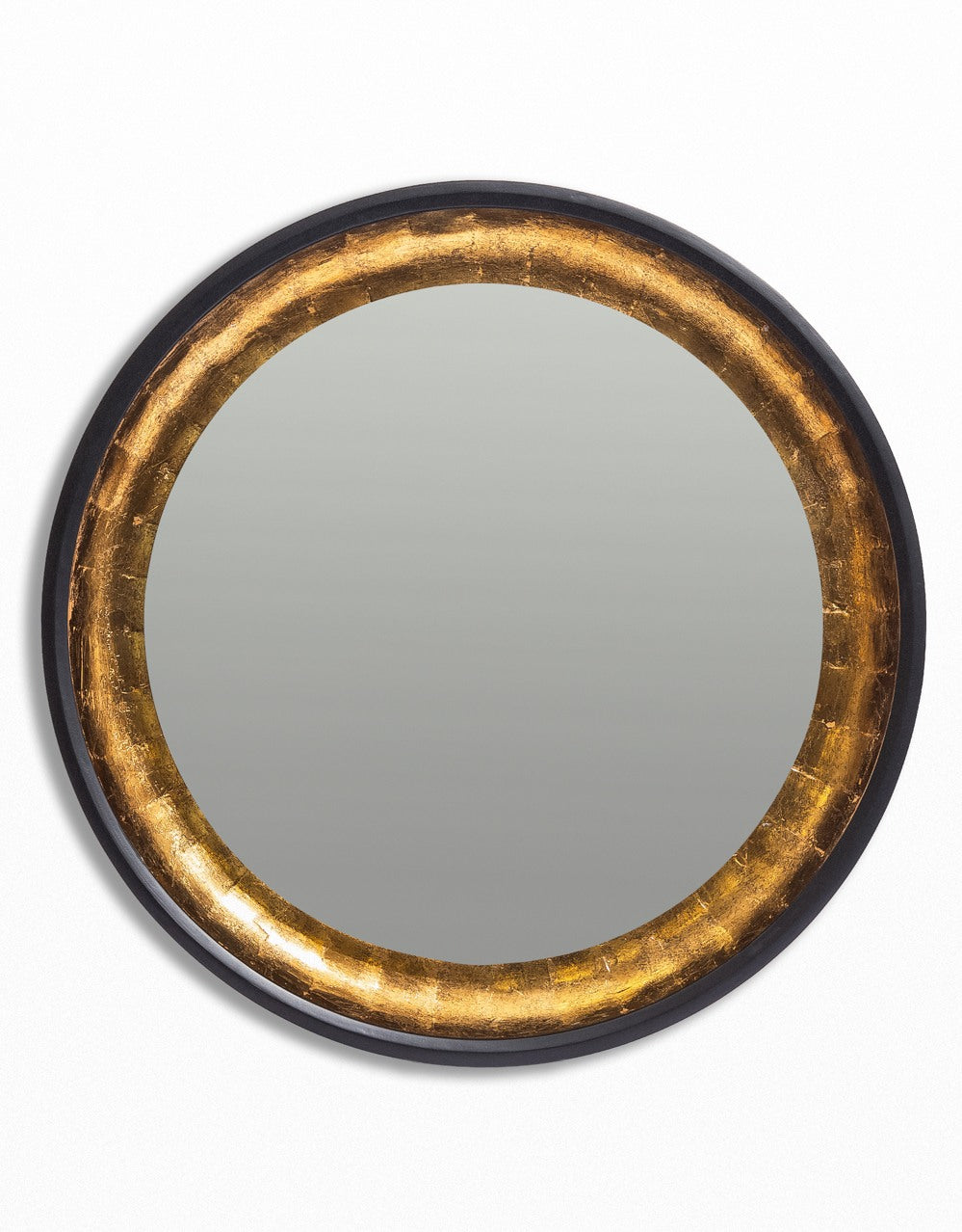 Limehouse Black & Gold Round Wall Mirror - LUM11