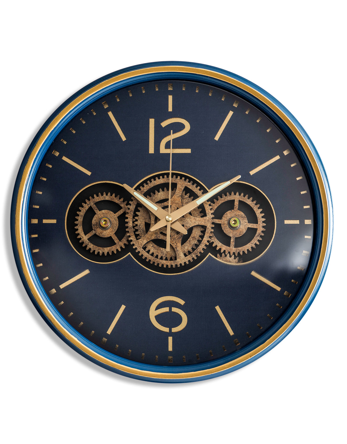 Royal Blue Moving Gears Clock - LUM14
