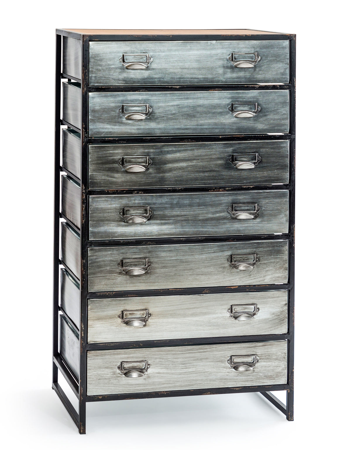 Tall Brushed Steel Multi Drawer Metal Cabinet - RFB40