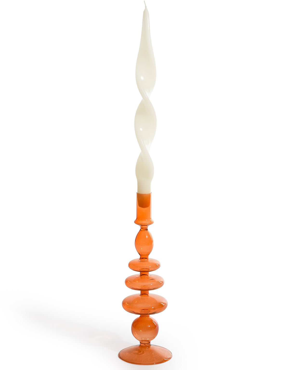 Red / Burnt Orange Glass Candle Holder - GW145