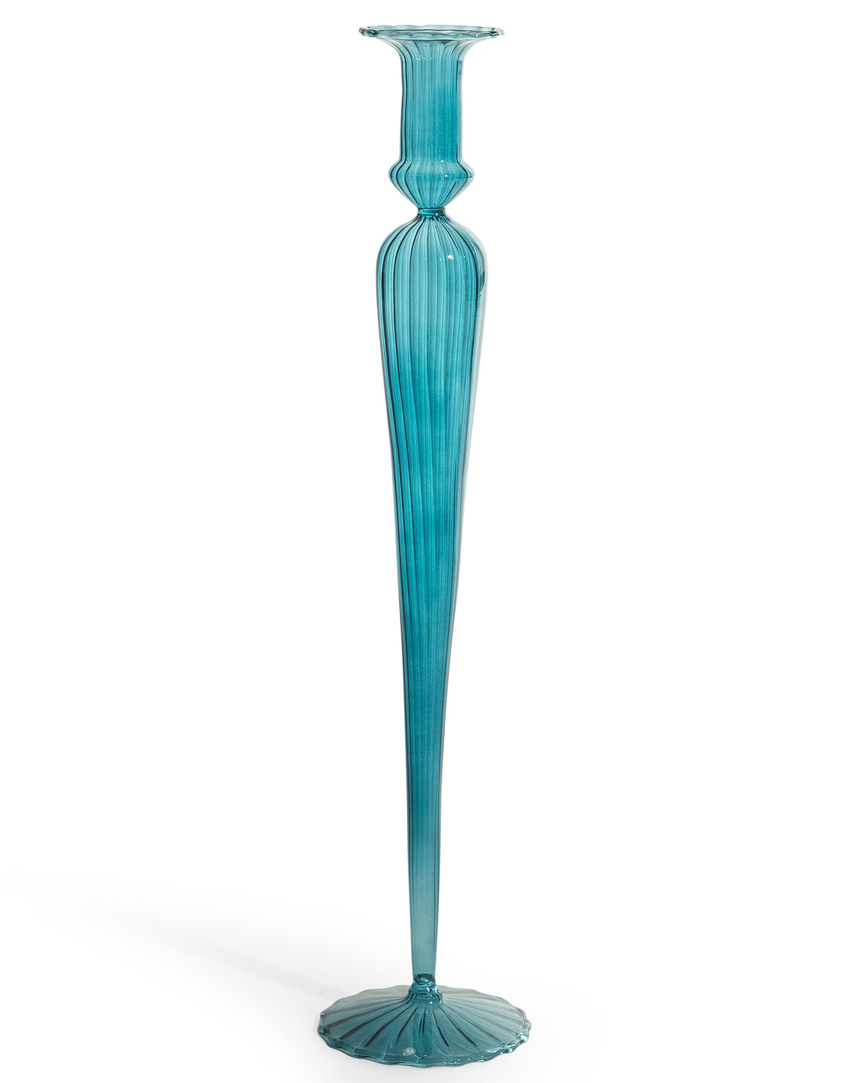 Tall Blue Glass Candle Holder - GW148