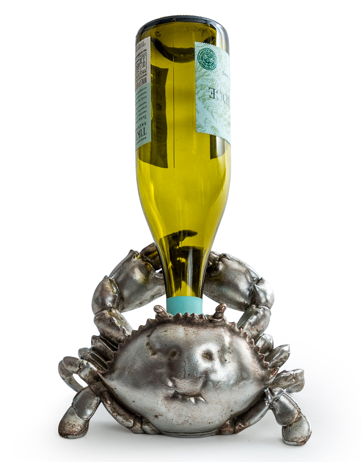 Antique Silver Thirsty Crab Wine Bottle Holder - ET361