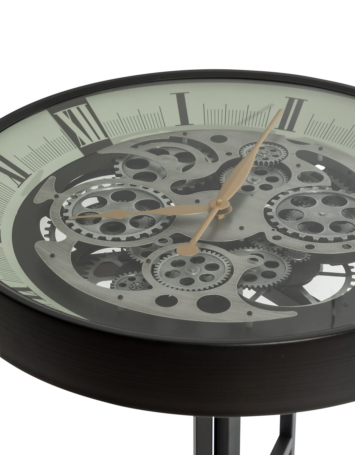 Industrial Iron Moving Gears Clock Side Table - FCM13