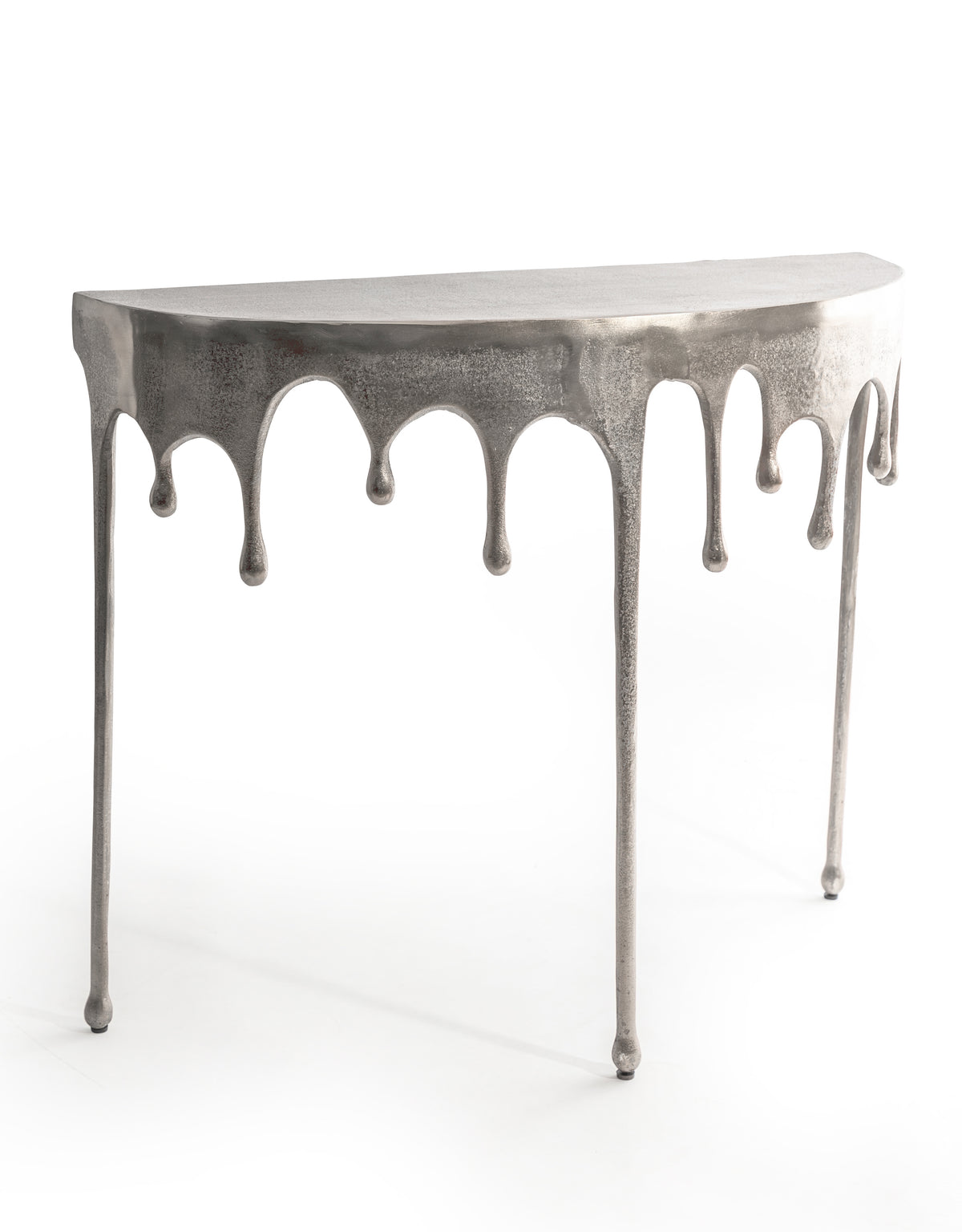 Raw Nickel "Dali" Drip Oval Aluminium Console Table - DRP20