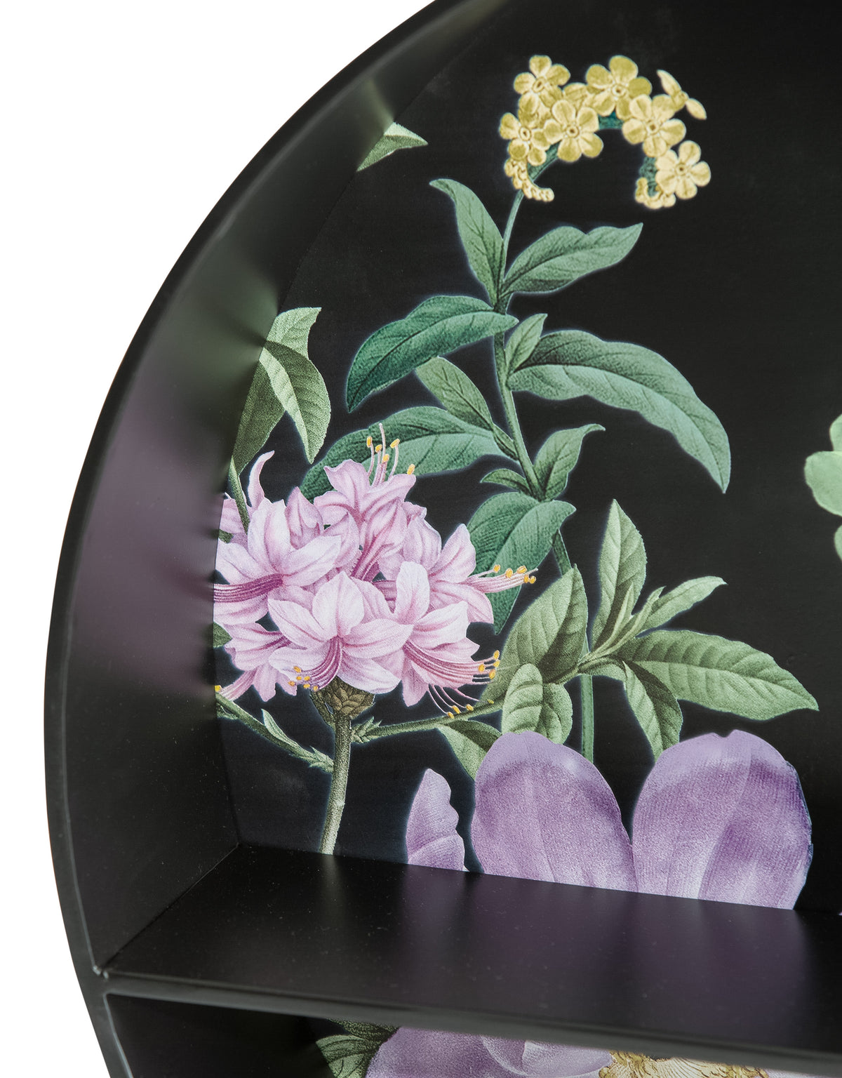 Medium Black Floral Metal Wall Unit with Shelf (to be bought in qtys of 2) - CRT122