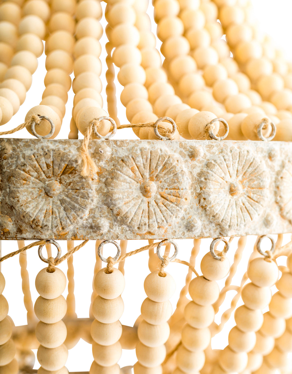 Large Bohemian Wooden-Beaded Chandelier - CH290