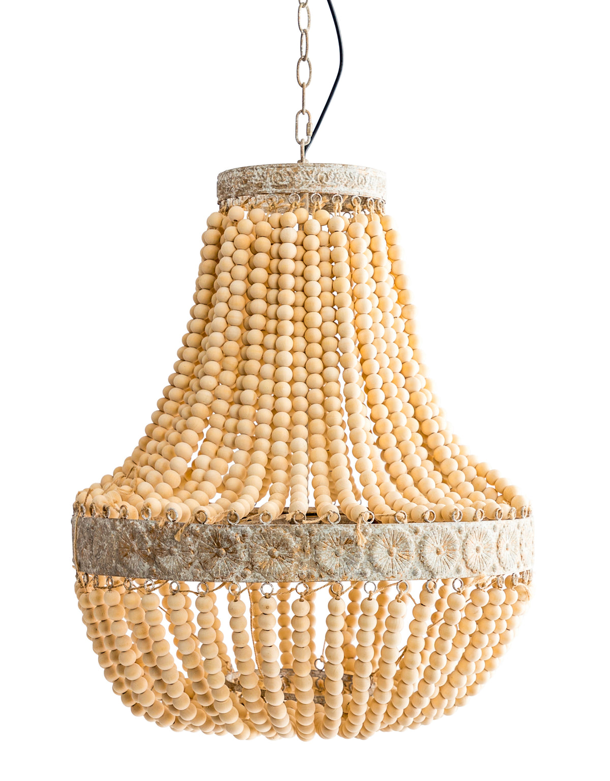 Large Bohemian Wooden-Beaded Chandelier - CH290