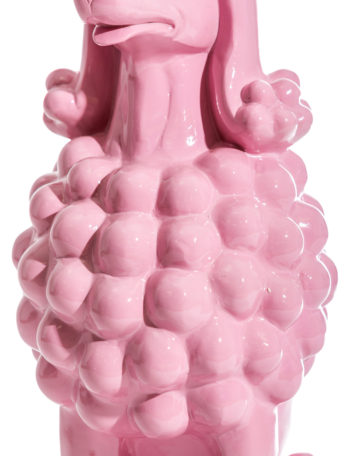 Sitting Pink Poodle Side Table w/ Glass Top - DVM51