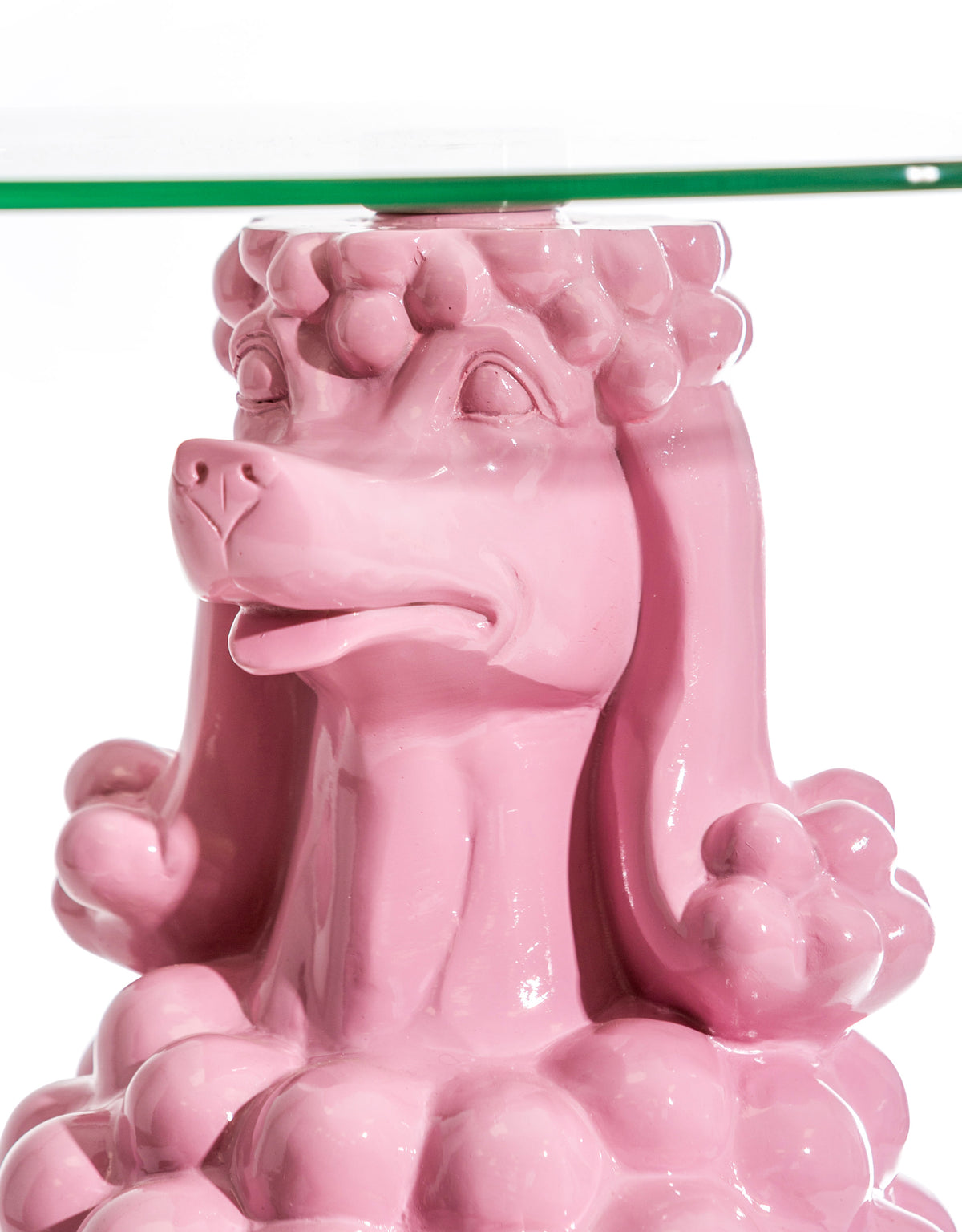 Sitting Pink Poodle Side Table w/ Glass Top - DVM51